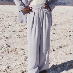 Astr Light Lavender Women's Boyfriend Pleated Cross over Trousers